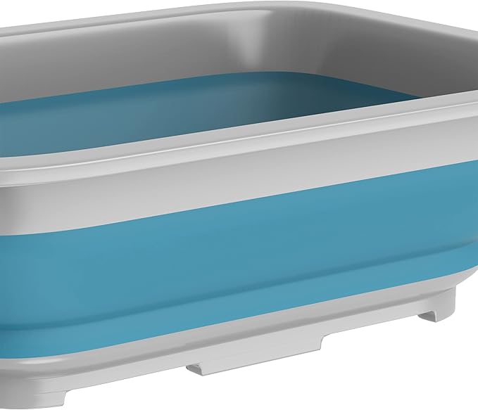 Collapsible Bucket - 10-Liter Multipurpose Wash Bin for Camping, Beach Trips, Tailgating Parties, and Cleaning Supplies by Wakeman (Blue)