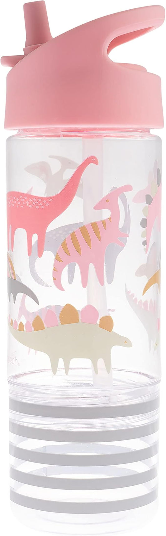 Stephen Joseph, Kids Sip and Snack Water Bottle, 12 oz Tritan BPA Free, Drink and Snack Water Bottle for Girls & Boys, Back to School Water Bottle, Pink Dino