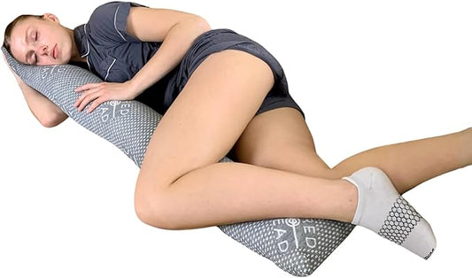 Sacred Thread 54”x8” Cylinder Body Pillow, Grey Cooling Hug Pillow for Adults, Memory Foam Cuddle Pillow, Soft and Supportive Long Body Pillow for Side Sleepers and Pressure Relief