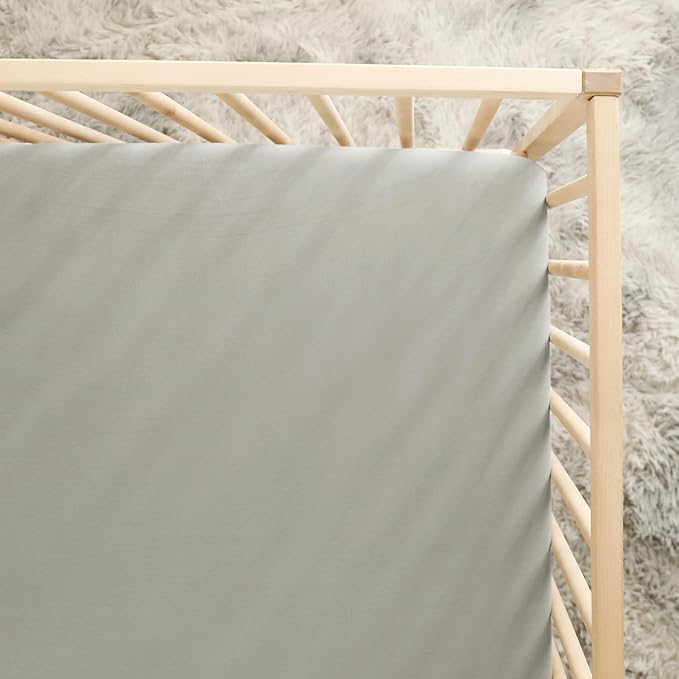 GRSSDER Mini Crib Sheets Fitted, Pack and Play Sheets 2 Pack, Ultra Soft Stretchy Pack N Play Sheets, Universal Fit for Playard Mattress, Jersey Crib Sheets Neutral for Boys and Girls, Gray/White