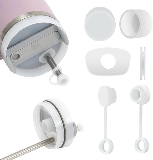 Silicone Spill Stopper Set of 4, Compatible with Cup 2.0 40oz, Tumbler Accessories, Including 4 Straw Cover Cap, 4 Square Spill Stopper and 4 Round Leak Stopper