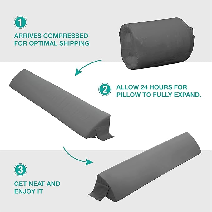 Vekkia Full Wedge Pillow Headboard/Bed Wedge Pillow for Headboard/Bed Gap Filler/Headboard Pillow,Pillow Wedge for Headboard Gap(0-6"),Stop Loosing Your Pillows,Phone(Gray 54"x10"x6")