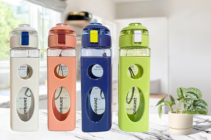Water Bottle with Rope handle Easy Carry, Sport Water Bottle for Gym, Outdoor, School and Office, Leak Proof Portable Water Bottle BPA Free, Drink Water Bottles 650 ml / 22 oz. (Pink)