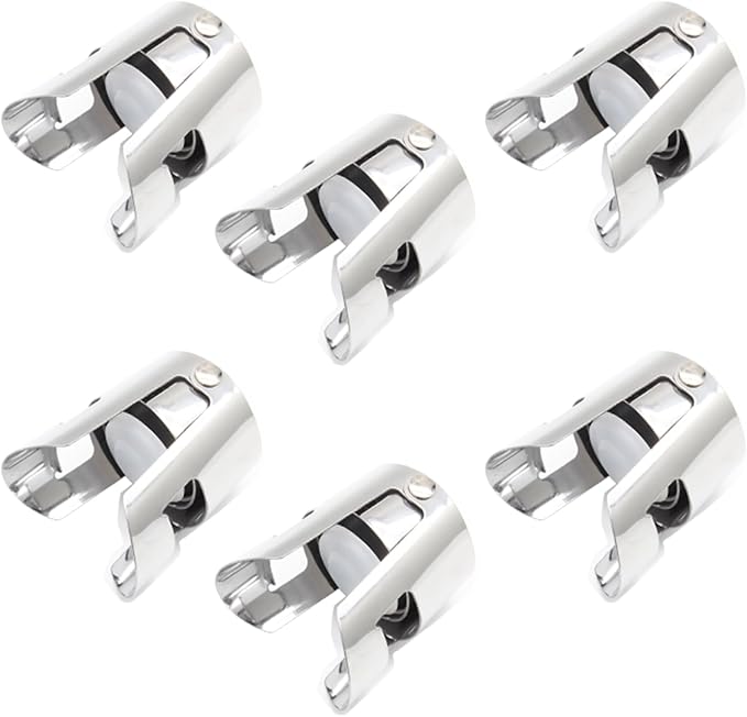 Uenhoy 6 Pack Champagne Stoppers Stainless Steel Wine Bottle Stopper with Food Grade Silicone, Bottle Plug Sealer, Reusable Champagne Cork, Bubble Retaining Saver for Champagne Prosecco Cava