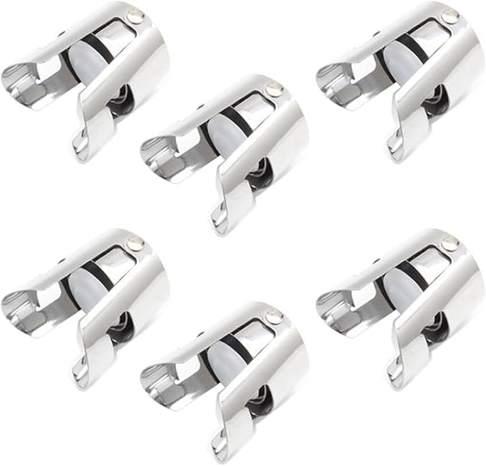 Uenhoy 6 Pack Champagne Stoppers Stainless Steel Wine Bottle Stopper with Food Grade Silicone, Bottle Plug Sealer, Reusable Champagne Cork, Bubble Retaining Saver for Champagne Prosecco Cava