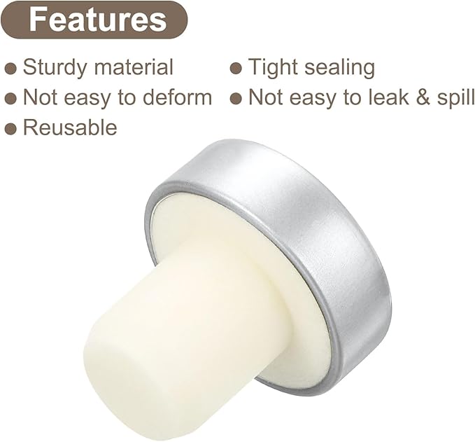 uxcell 16Pcs T-shaped Stoppers, 0.63inch Dia Cork Wine Stopper Reusable Wine Bottle Corks Sealing Plug for Wine Beer Beverage Bottle Crafts, Silver