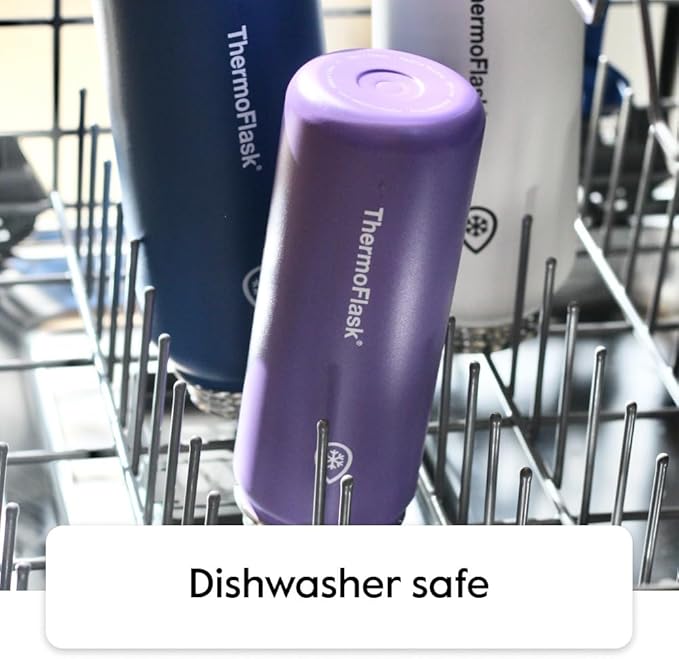 ThermoFlask 16 oz Double Wall Vacuum Insulated Stainless Steel 2-Pack of Water Bottles, Purple/Orange