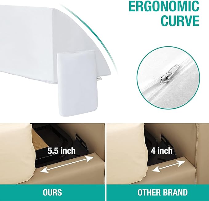 Vekkia Queen Bed Wedge Pillow for Headboard/Wedge Pillow Headboard/Bed Gap Filler/Headboard Pillow,Pillow Wedge for Headboard Gap Between Mattress and Headboard,Stop Loosing Your Pillows(White)