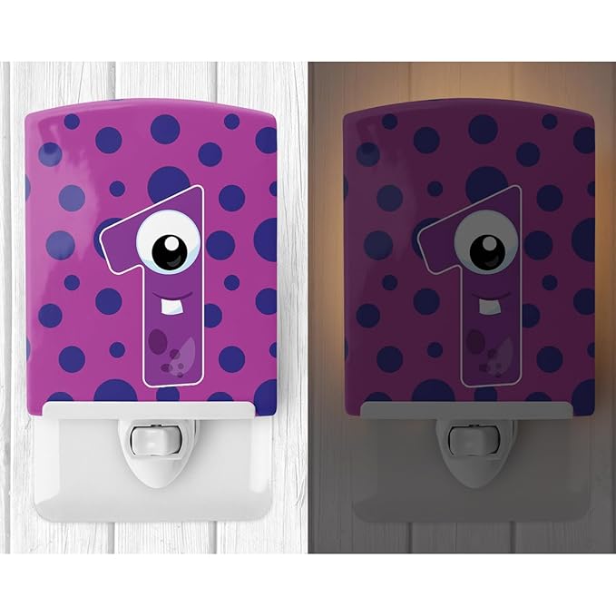 Caroline's Treasures BB8851CNL Monster Month 1 Ceramic Night Light Compact, UL-Certified, Ideal for Bedroom, Bathroom, Nursery, Hallway, Kitchen, 6x4x3, Multicolor