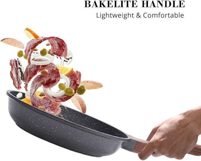 SENSARTE Nonstick Cookware Set 8-Piece, Healthy Pots and Pans Non-toxic Kitchen Cooking Set with Swiss Granite Coating, Stay-Cool Handles, Induction Compatible, PFOA free