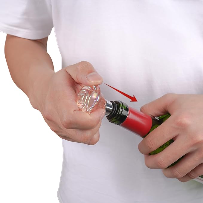 SHIDOW Rose Wine Bottle Stopper, Wine Bottle Stopper Rose Gold, Holiday Party, Wedding Birthday Party Decor Wine Stoppers Wine Lovers Funny Gifts, Wedding Bridal Shower Supplies (2 Pcs, Rose Gold)