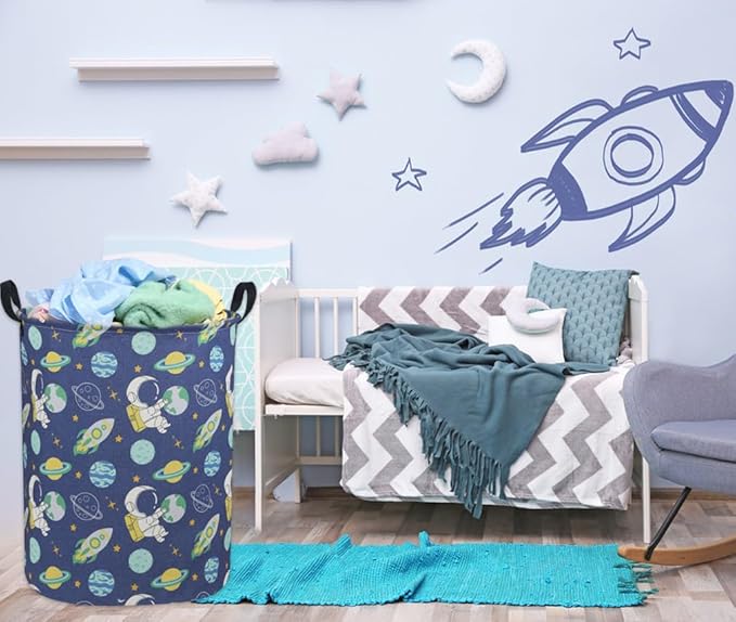 Kids Laundry Hamper,Boys Laundry Basket Collapsible Space Storage Baskets for Home Decor,Office,Toy Organizer,(Astronaut)