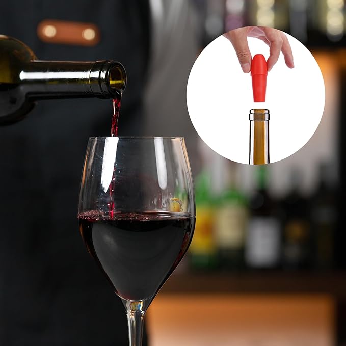 4pcs Silicone Wine Stopper,Reusable Wine Stoppers for Wine Bottles Bottle Stoppers for Champagne Beer Wine Storage