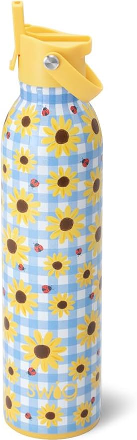 Swig Life 26oz Insulated Water Bottle with Straw & Flip + Sip Handle | Leak Proof, Dishwasher Safe, Cup Holder Friendly, Stainless Steel Water Bottle (Picnic Basket)