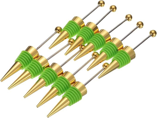 uxcell 10 Pcs Bead Wine Bottle Corks, Wine Stopper Cork, Wine Stopper, Reusable Wine Bottle Corks Sealing Plug Bottle for Beverage Holiday Party Bar,Gold/Green