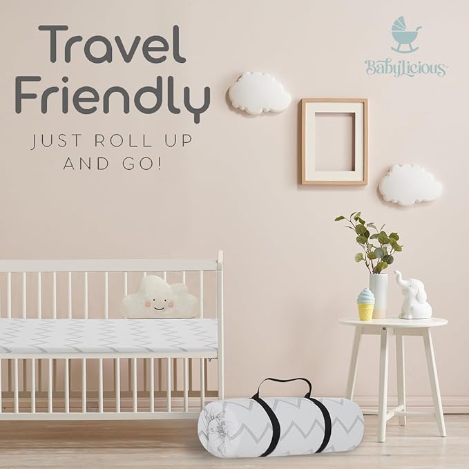 Waterproof Pack and Play Mattress Topper - 38" x 26" | Roll Up Style - Breathable Soft Memory Foam - Portable Playard Mattress Topper- Baby Foam Playpen Mattresses for Babies