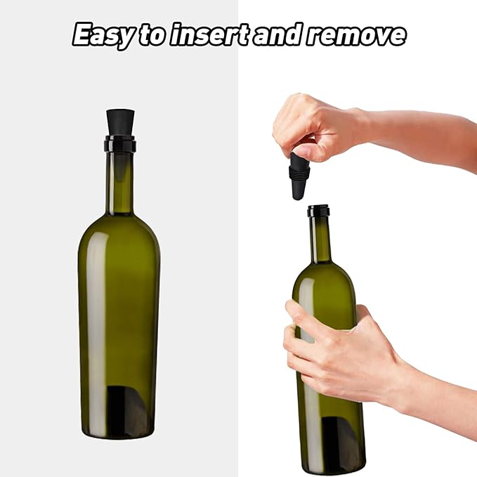 Reusable Wine Bottle Stoppers, 5 Pieces Silicone Wine Saver Champagne Stoppers, Decorative Wine Toppers Wine Sealer Caps, Beverage Preserver for Parties, Keep Wine, Beverage Fresh