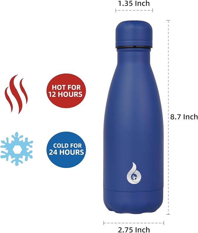BJPKPK Stainless Steel Water Bottles 12oz Insulated Water Bottle Travel Sports Water Bottles Dishwasher Safe,Blue