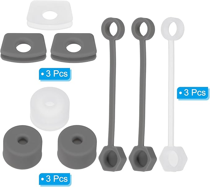 PATIKIL Silicone Spill Stopper for Straw Cup 1.0 2.0 40oz/ 30oz, Set of 9 Tumbler Accessories Including 3 Straw Cover Cap, 3 Square Spill Stopper and 3 Round Leak Stopper, Clear/Grey