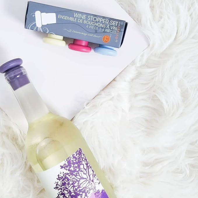 Outset B229 Silicone Wine Bottle Stoppers, Set of 4, Assorted