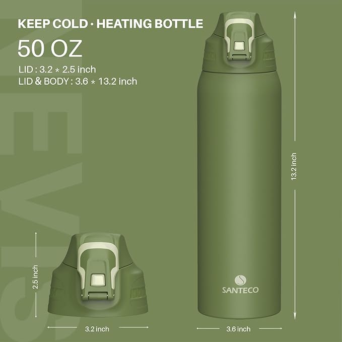 Insulated Sports Water Bottle, Stainless Steel Water Bottles with Locking Flip Top Lid, Insulated Bottle with Double-Wall Vacuum Insulation for Fitness and Outdoor Enthusiasts