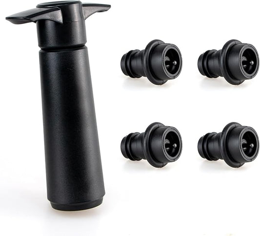 Wine Saver, Wine Vacuum Pump and 4 Stoppers, Wine Preserver, Accessories to Keeps Wine Fresh, Reusable Wine Sealer for Wine Bottles