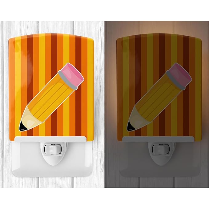 Caroline's Treasures BB8869CNL Back to School Pencil Ceramic Night Light Compact, UL-Certified, Ideal for Bedroom, Bathroom, Nursery, Hallway, Kitchen, 6x4x3, Multicolor