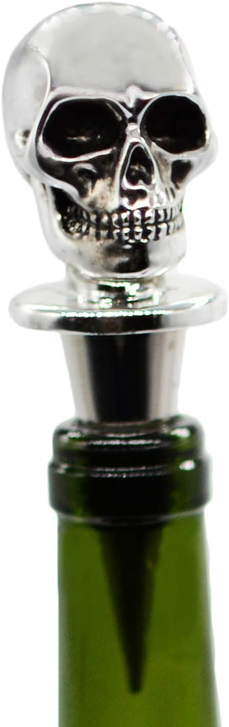 Silver Skull Bottle Wine Stoppers，Perfect Skull Theme Souvenirs Gifts for Men, Women