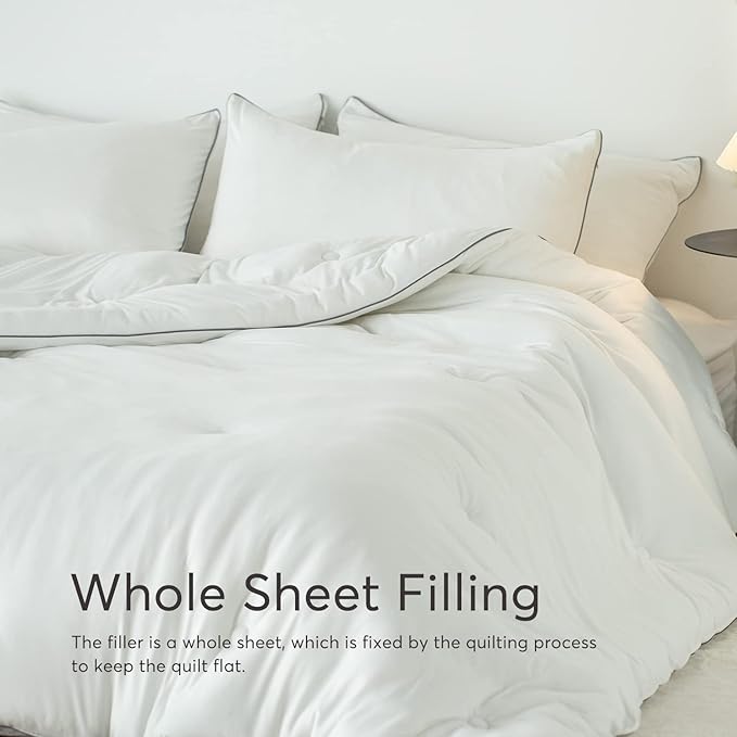 KASENTEX Super-Duper 104x90 Ultra Soft Jersey Knit King Size Comforter Set, 1 Buttery Smooth Solid Bedding Duvet Insert and 2 Pillow Cases with Zipper, Winter Warm, White