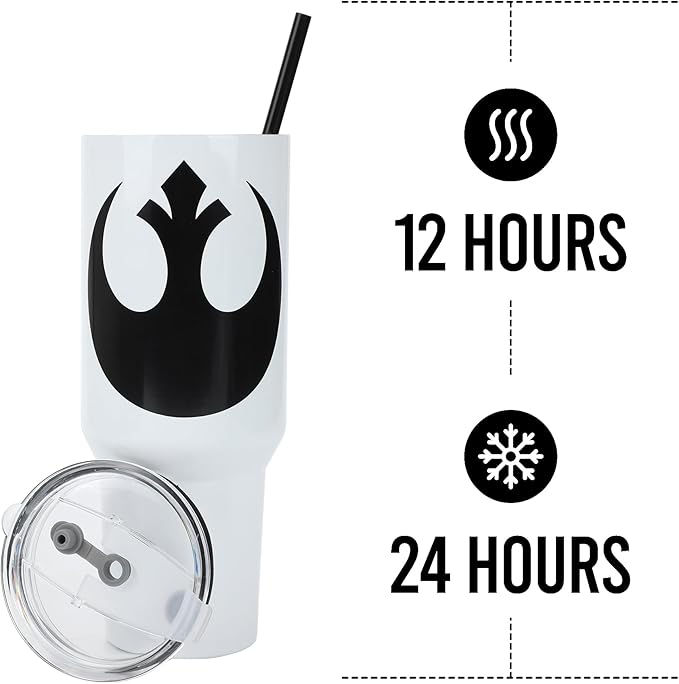 Bioworld Star Wars Rebel Alliance 40 Oz White Stainless Steel Tumbler