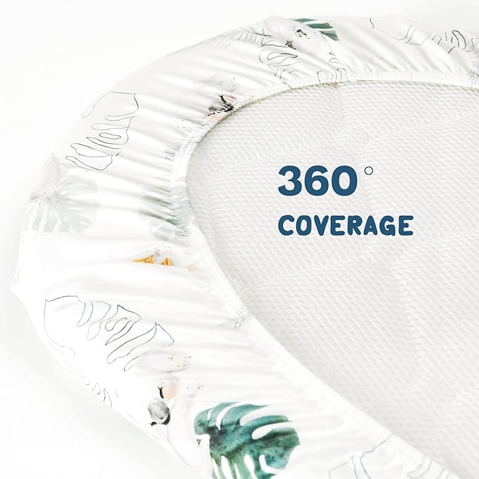 GRSSDER Stretch Ultra Soft Fitted Bassinet Sheets 3 Pack, Universal Fit for Bassinets Baby Cradle Moses Basket Oval Rectangle Mattress Safe and Snug, Stylish Watercolor Animals for Baby, Mint Green