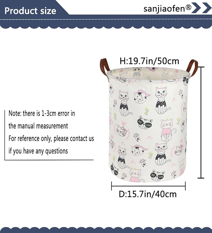 Pink laundry basket,Pink Girls Hamper,Cat laundry Basket,Girls Hamper for Kids Room Decor,Pink Clothes Hamper,Toy Organizer,Gift Hamper(Pink Cat) …