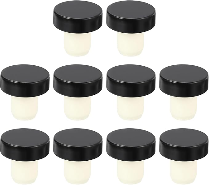 uxcell 16Pcs T-shaped Stoppers, 0.63inch Dia Cork Wine Stopper Reusable Wine Bottle Corks Sealing Plug for Wine Beer Beverage Bottle Crafts, Black