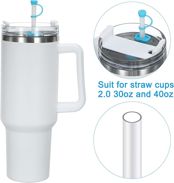 PATIKIL Silicone Spill Stopper for Straw Cup 2.0 40oz/ 30oz, Set of 9 Tumbler Accessories Including 3 Straw Cover Cap, 3 Square Spill Stopper and 3 Round Leak Stopper, Blue