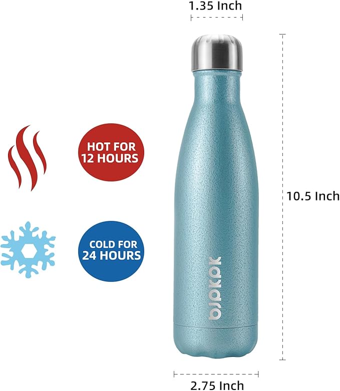 BJPKPK Stainless Steel Water Bottle -17Oz -Double wall Vacuum Insulated Bottle-Magnetite Turquoise