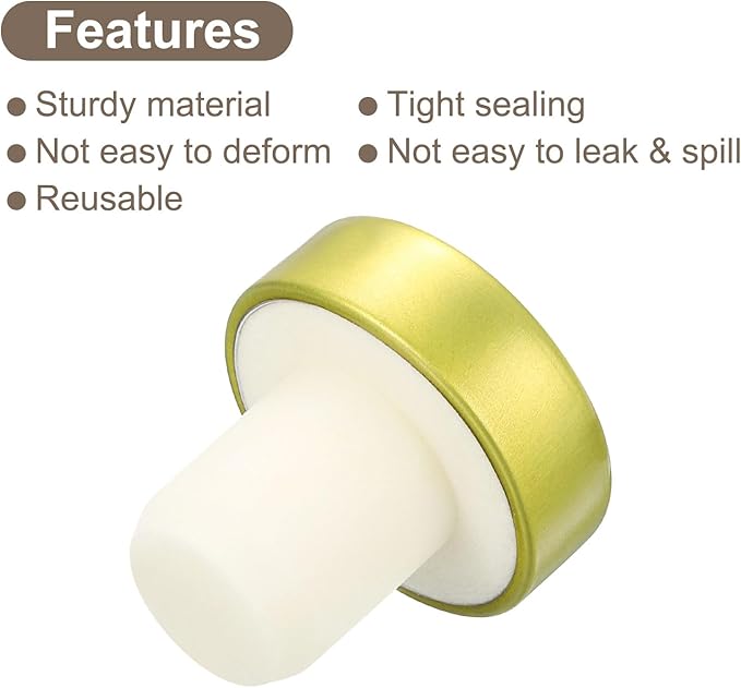 uxcell 16Pcs T-shaped Stoppers, 0.63inch Dia Cork Wine Stopper Reusable Wine Bottle Corks Sealing Plug for Wine Beer Beverage Bottle Crafts, Gold