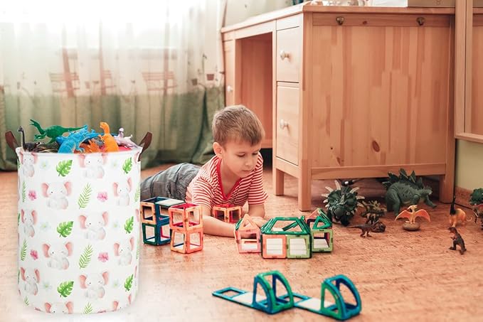 Kids Laundry Hamper,Elephant Laundry Basket Collapsible Space Storage Baskets for Home Decor,Office,Toy Organizer,(Cute elephant