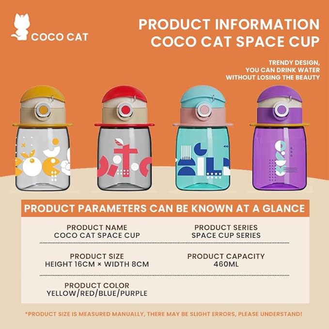 Exquisite Water Bottle with Lid - Durable & Modern Design - Easy Open Button & Carrying Lanyard – Tritan BPA Free Pure Plastic & Dishwasher Safe, Kids Cup (16.9 Oz)