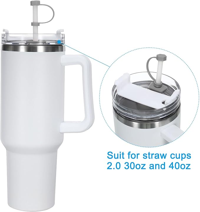 PATIKIL Silicone Spill Stopper for Straw Cup 2.0 40oz/ 30oz, Set of 12 Tumbler Accessories Including 4 Straw Cover Cap, 4 Square Spill Stopper and 4 Round Leak Stopper, Grey