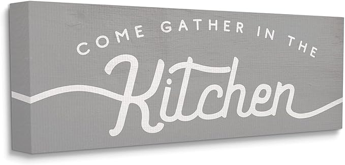 Stupell Industries Gather in The Kitchen Sign Rustic Family Phrase, Designed by Daphne Polselli Canvas Wall Art, 20 x 48, Grey