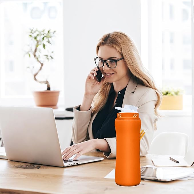 Water Bottle Sleeve Compatible with Cir-kul Water Bottle - 2 Pcs Sleeve Compatible with Cir-kul Plastic 22oz & Stainless Steel Bottle - Insulated Cover for Retaining Temperature (Orange-2p-22oz)