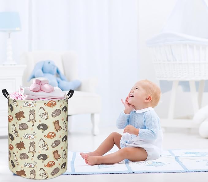 Cats Kids Laundry Basket Baby Hamper Cats Toy Storage Bin for Boys Room Decor Baby Nursery Hamper Gift Baskets for Bedroom Bathroom(Cats)