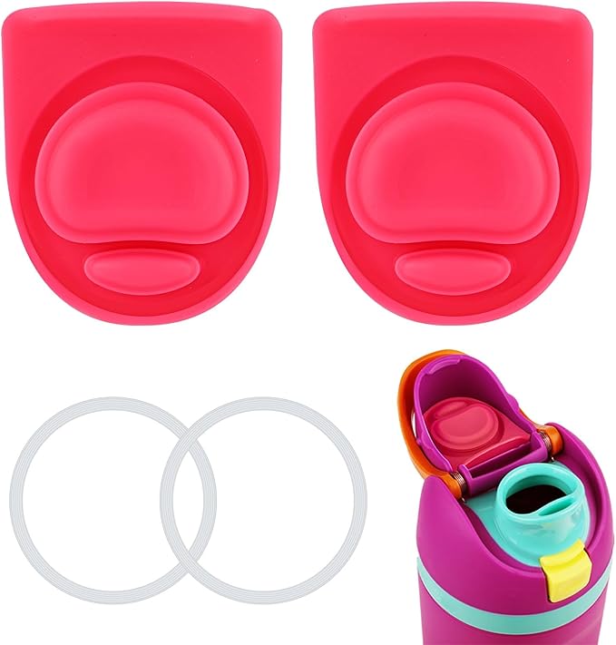 4pcs Bottle Seal Ring & Replacement Stopper for Owala FreeSip 19oz 24oz 32oz 40oz, Silicone O Ring Water Rubber Lid Parts, Cap Mouth Plug Gasket Accessories, BPA-Free (Carmine)