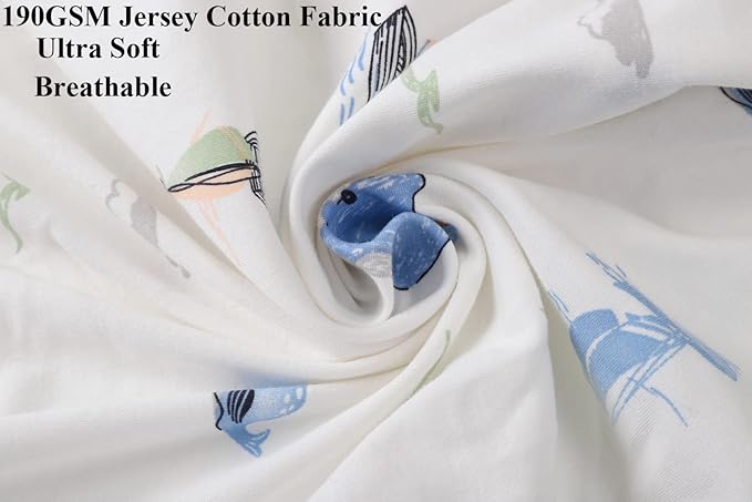 Bassinet Sheets Compatible with Halo Bassinest Swivel, Flex, Glide, Premiere & Luxe Series Sleeper Mattress, 2 Pack, 100% Jersey Knit Cotton 190GSM, Ultra Soft Breathable, Dolphin and Whale