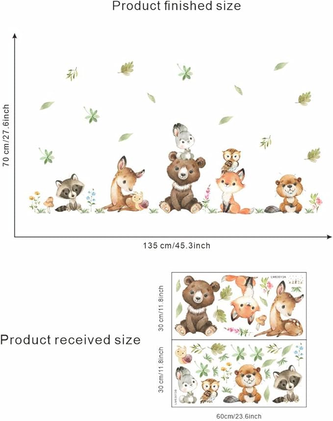 Jungle Animals with Tree Plant Wall Decals Monkey Lion Tiger Wall Stickers Baby Nursery Kids Room Living Room Home Decor (Animal4)