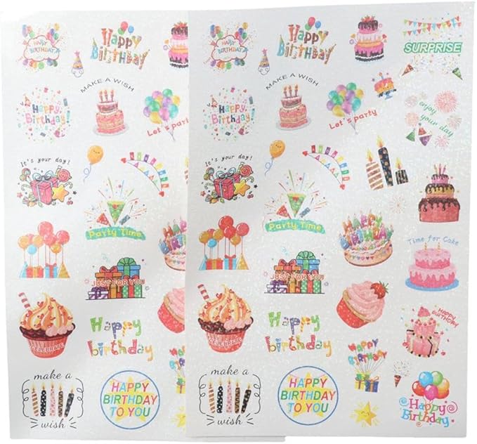 50/60 Pcs Cute Cake Candy Stickers, Cake Food Stickers, Birthday Dessert Stickers, Birthday Cake Stickers, Teacher Reward Stickers, Household Refrigerator Decoration(A 50 pcs)