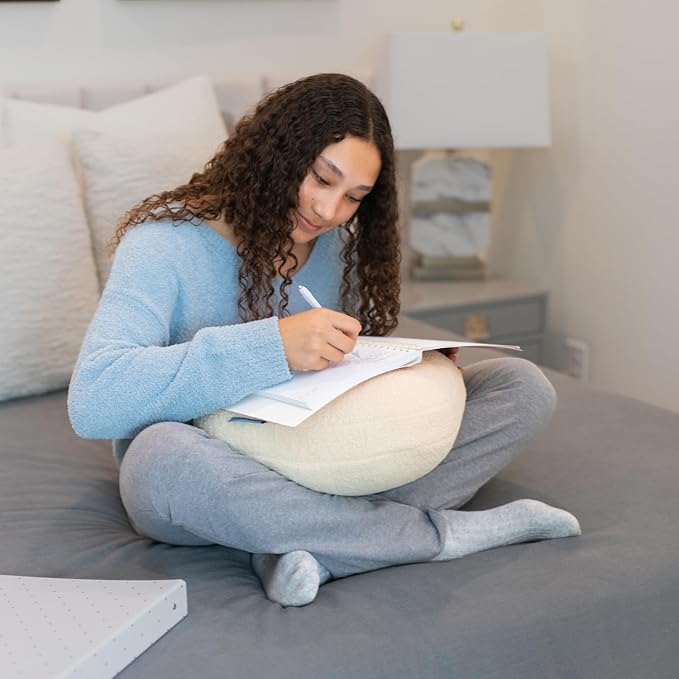 Quiet Mind The Original Weighted Pillow for Adults & Kids - (Large, Cashew, 12 lbs) - Weighted Body Pillow - Alternative to Weighted Blanket - Enhanced Deep Sleep and Stress Relief - Hug Pillow