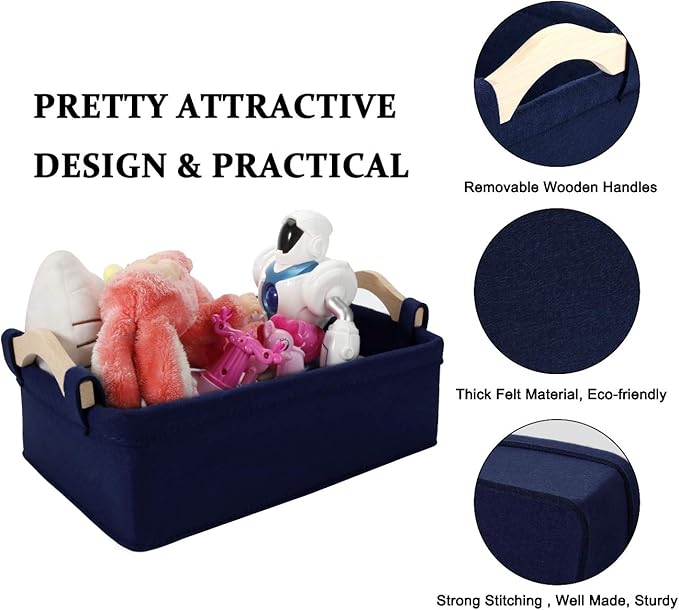 Small Storage Baskets Fabric Storage Bins Basket Soft Storage Baskets Decorative Bins Storage Basket for Cosmetics Makeups Coins Keys Mittens Hats Cards Storage Basket Navy Blue