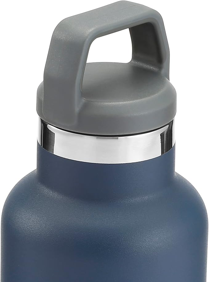 STOVER Insulated Water Bottle, 16oz Stainless Steel Double Wall Vacuum Wide Mouth Leakproof Twist Lid, Ideal for Sports, Travel & Daily Use (Navy Blue)