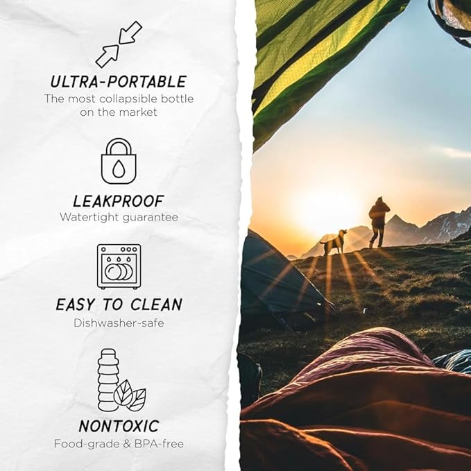 Mayim Collapsible Water Bottles Silicone Travel Tumbler with Clip for Backpack, Reusable Portable Sport Water Bottle for Gym, Camping, Hiking or Airport, 17 Oz Periwinkle